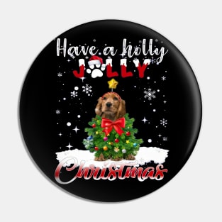 English Cocker Spaniel Have A Holly Jolly Christmas Pin