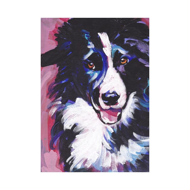 Border Collie Bright colorful pop dog art by bentnotbroken11