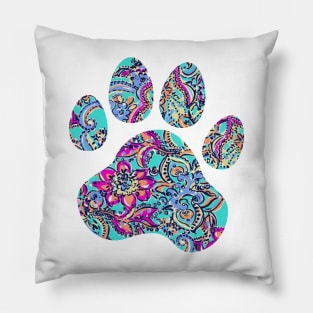 Bright Floral Paw Print Pillow