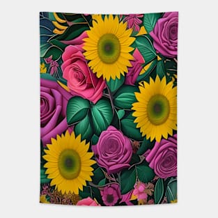 Sunflowers and Roses Tapestry