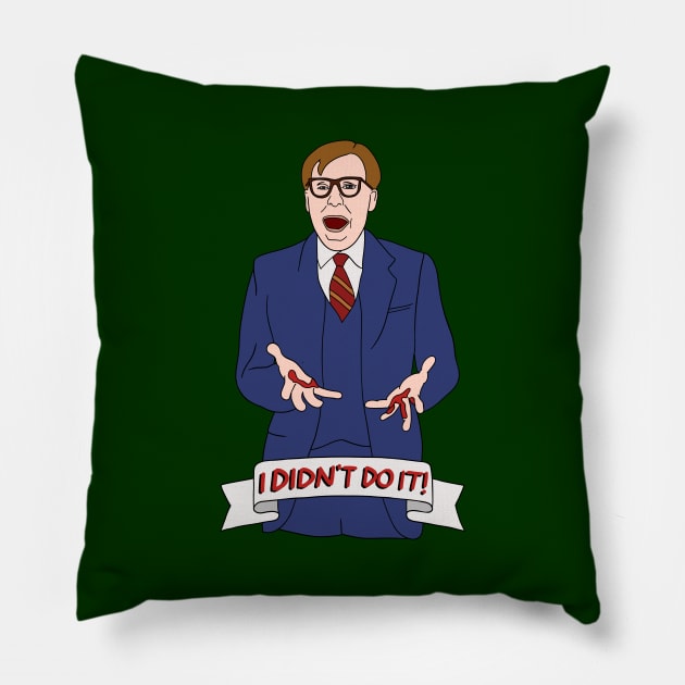 Mr Green Didn’t Do It! Pillow by thecompassrose