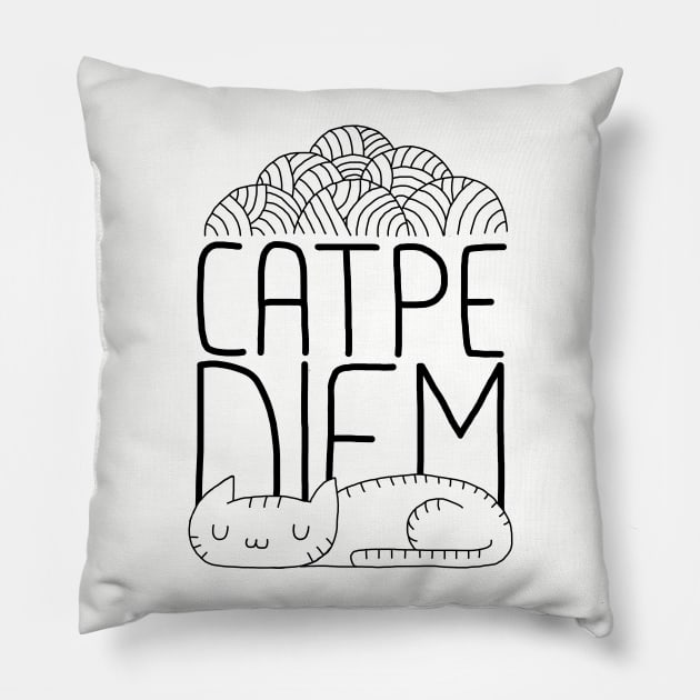 CATPE DIEM Pillow by Aguvagu