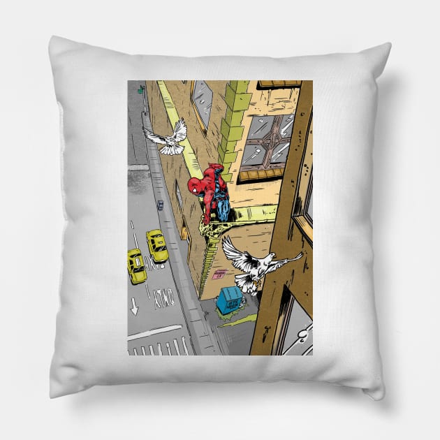 Spider on a ledge Pillow by BarnesComicArt