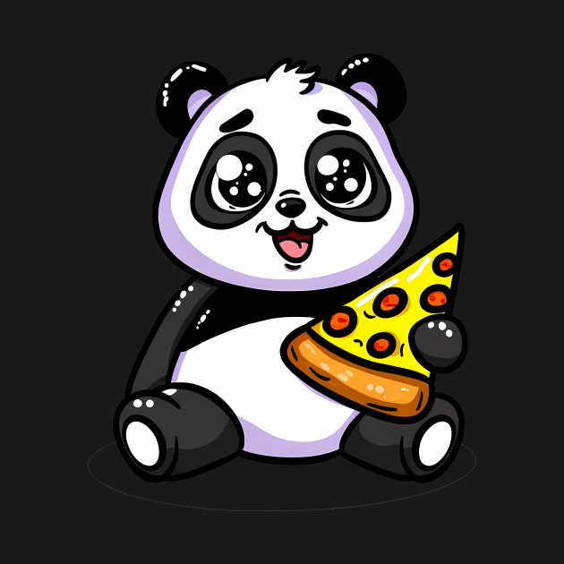 Cute Panda Bear Eating Pizza by dukito