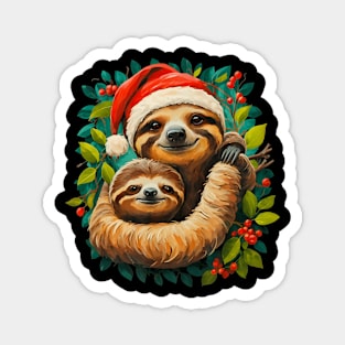 Father And Child Or Mother And Child Sloth Christmas Magnet