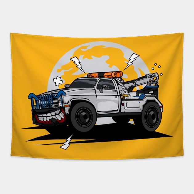 Monster tow truck Tapestry by beanbeardy