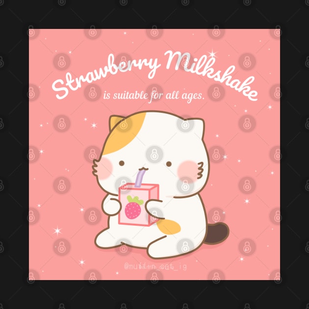 Strawberry milkshake muffin cat by @muffin_cat_ig