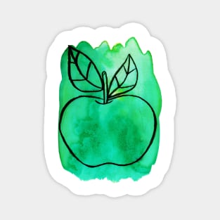 Green Watercolor Apple Magnet