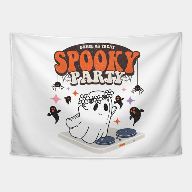 Ghostly Dance or Treat: Spooky Halloween Party Tapestry by ivaostrogonac