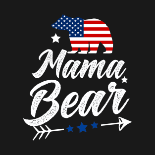 Mama Bear Patriotic Flag Matching 4th Of July T-Shirt