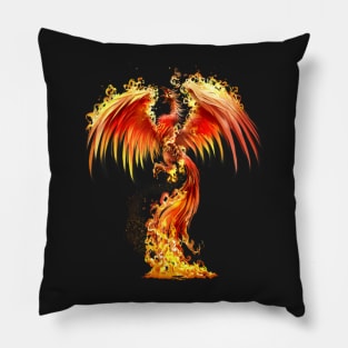 Fantasy Orange Fire Phoenix Rises From The Fiery Ashes Pillow