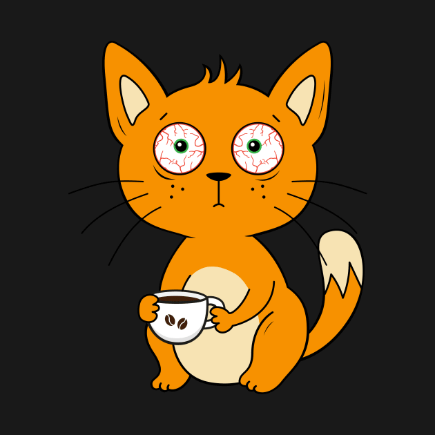 Cat Needs Strong Coffee First by samshirts