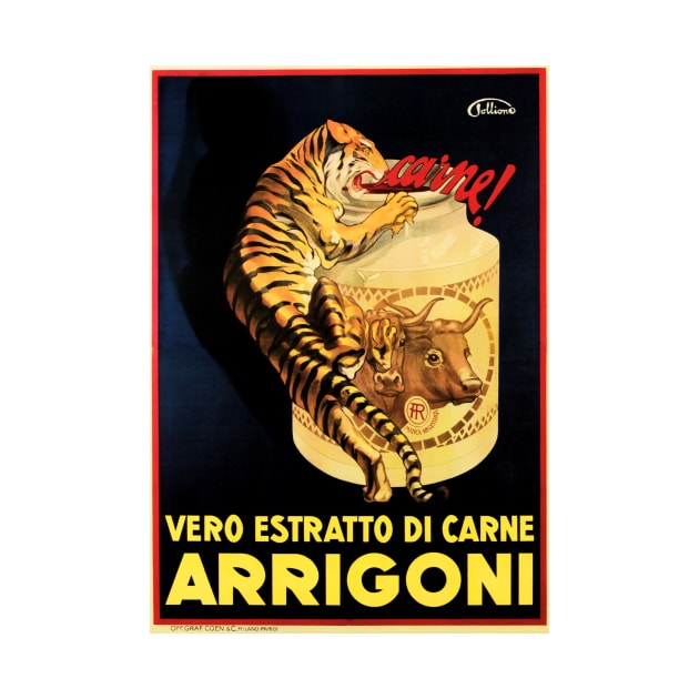 TIGER ARRIGONI Real Meat Extract Vintage Italian Art Deco Food Advertising by vintageposters