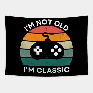 I'm not old, I'm Classic | Game Controller | Retro Hardware | Vintage Sunset | '80s '90s Video Gaming Tapestry