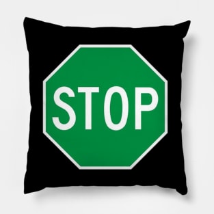 Green Stop Sign Pillow