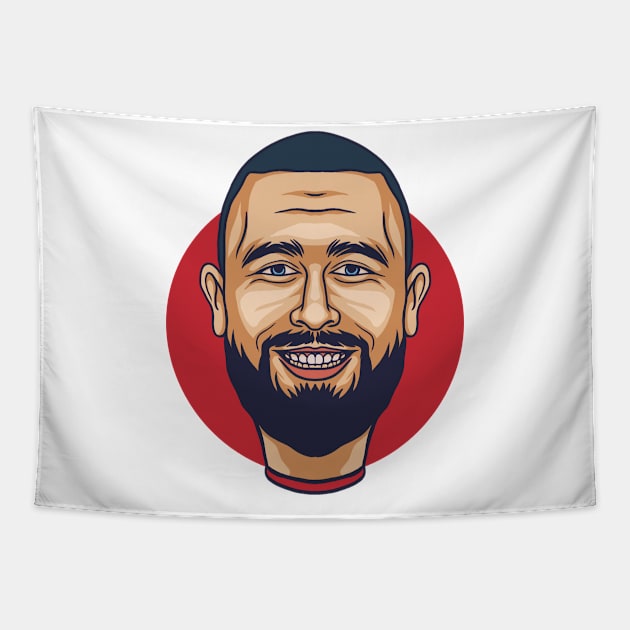 Travis kelce - caricature cartoon Tapestry by Onarky