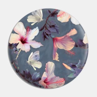 Butterflies and Hibiscus Flowers - a painted pattern Pin