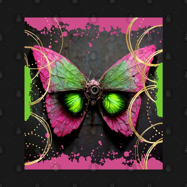 Neon Pink and Green Butterfly by mw1designsart