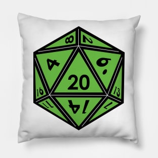 (Pocket) Green D20 Dice (Black Outline) Pillow