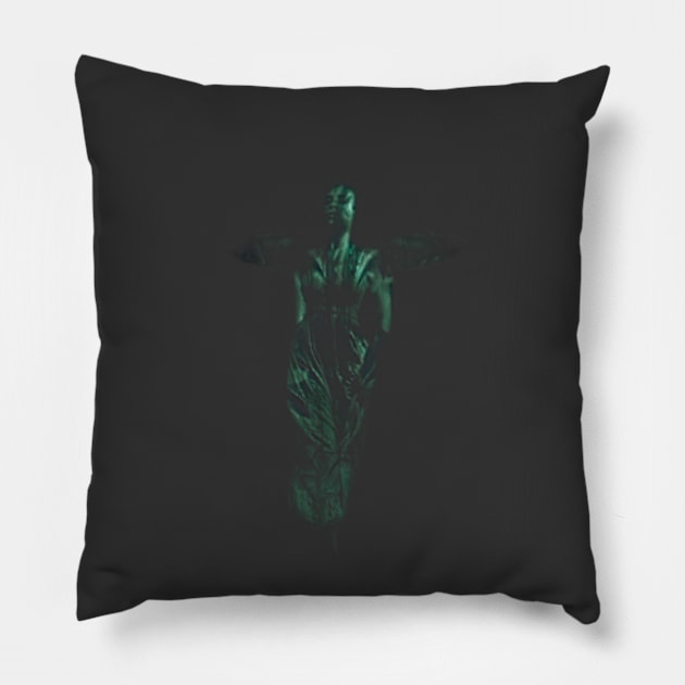 Glimpse of angel like creature. Beautiful girl. Dark, green, gray. Pillow by 234TeeUser234