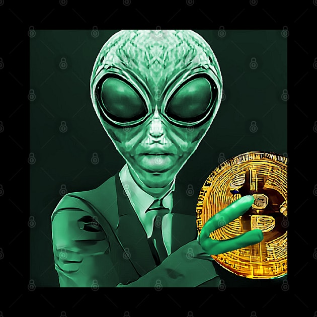 Alien Bitcoin Collectors Mars Invasion Sci-fi by PlanetMonkey