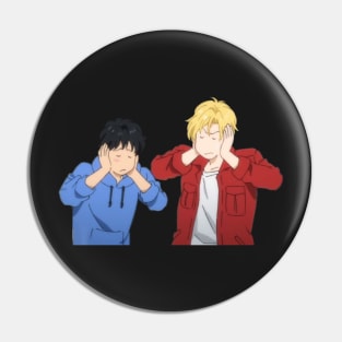 Ash and Eiji covering their ears Pin