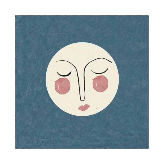 Blue moon face illustration by Riadesignstore