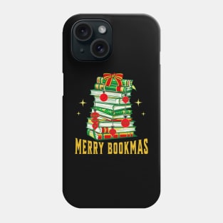 Merry Bookmas Gold Stack of Books Phone Case