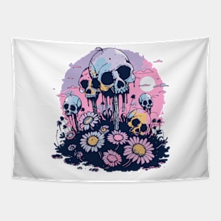 pastel daisys and skulls Tapestry