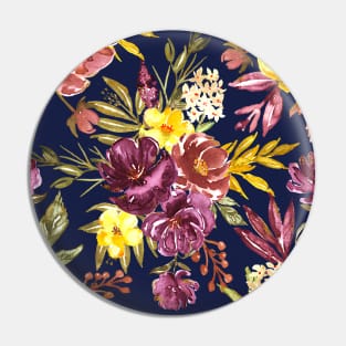 Burgundy Gold Foil Floral Pattern on Navy Blue Pin