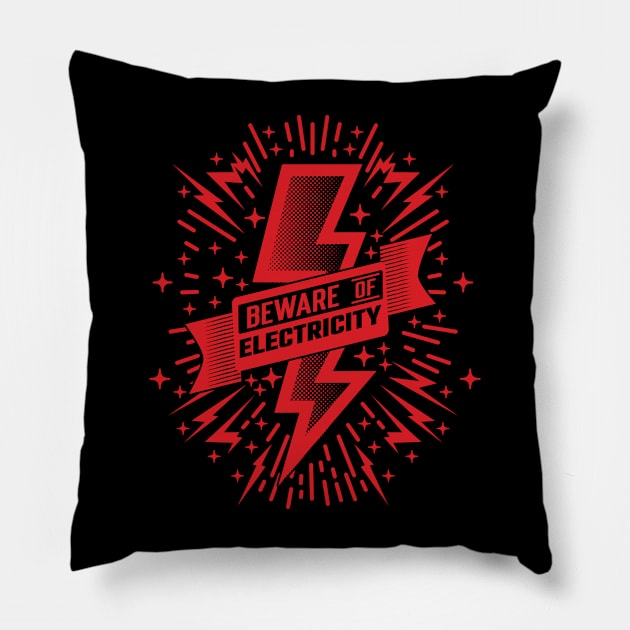 Beware Of Electricity Retro Vintage v5 Pillow by Emma