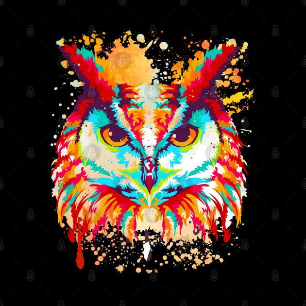 Owl Water Color Art Design Bird by E