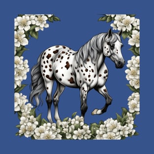 Cartoon Tattoo Art Of Appaloosa With Syringa Flowers T-Shirt