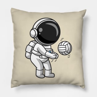 Cute Astronaut Playing Volley Ball Cartoon Pillow