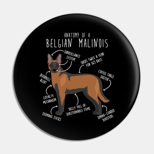 Mahogany Red Belgian Malinois Dog Anatomy Pin