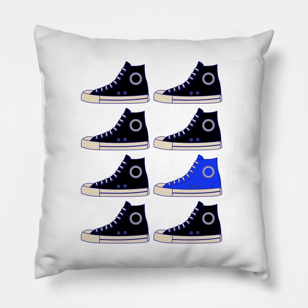 Stand Out From The Crowd | Blue Sneaker Pillow by 1001Kites