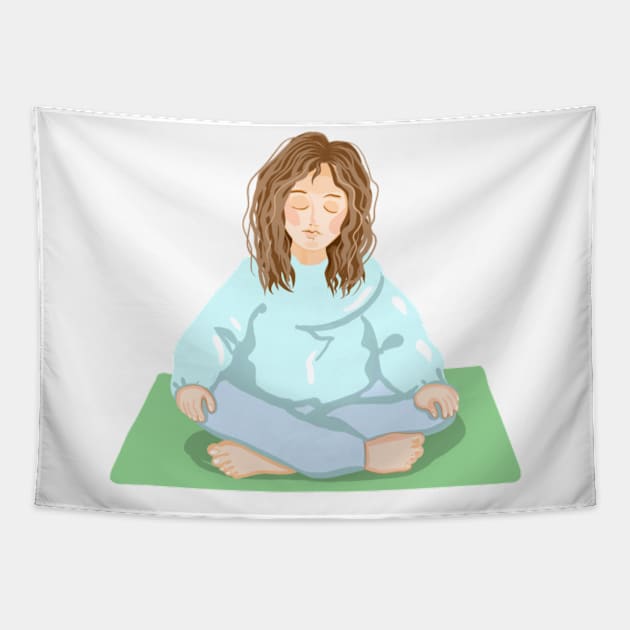 Yoga girl Tapestry by ArtKsenia