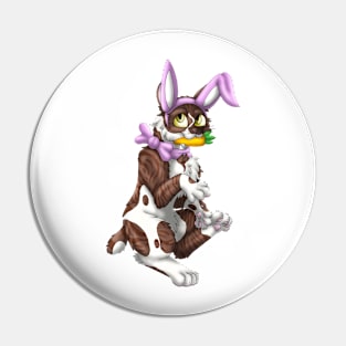 Bobtail BunnyCat: Chocolate Bicolor Tabby (Pink) Pin