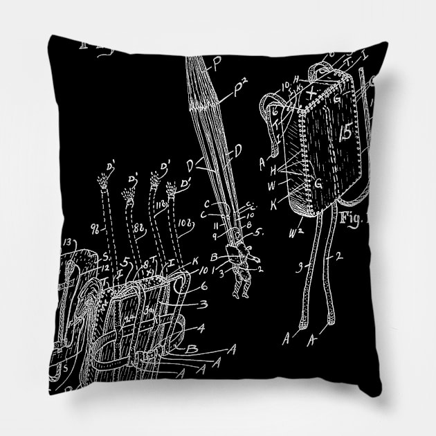 Safety Parachute Pack Vintage Patent Hand Drawing Pillow by TheYoungDesigns