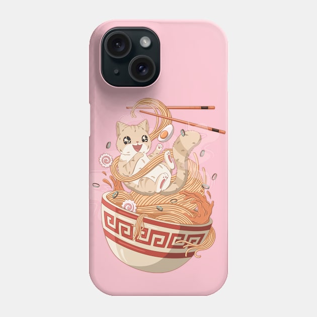 Cat Love Ramen Noodles Phone Case by Katheryn's Studio