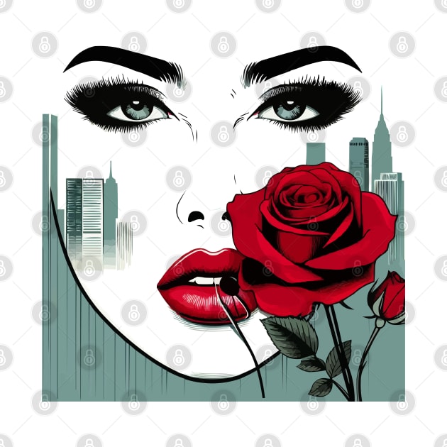 Lipstick Red Lips, Cute Rose Lady by Teebevies