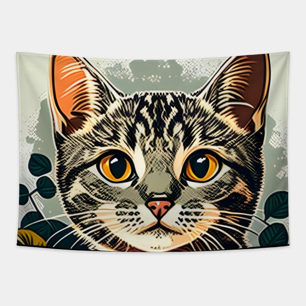 Vintage Cat Cat Retro Tapestry by Daphne R. Ellington