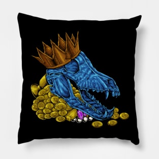 Crown and gold coins - Royalcore wolf skull Pillow