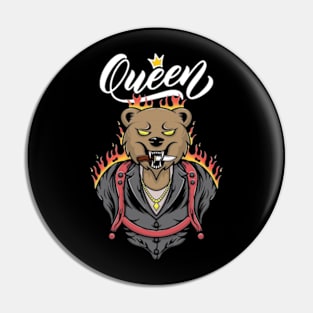 Queen bear vintage Pin