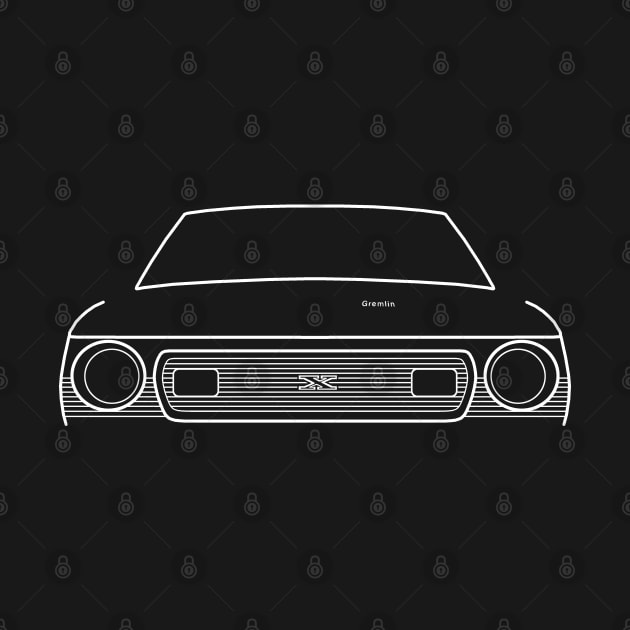 AMC Gremlin 1970s classic car white outline graphic by soitwouldseem