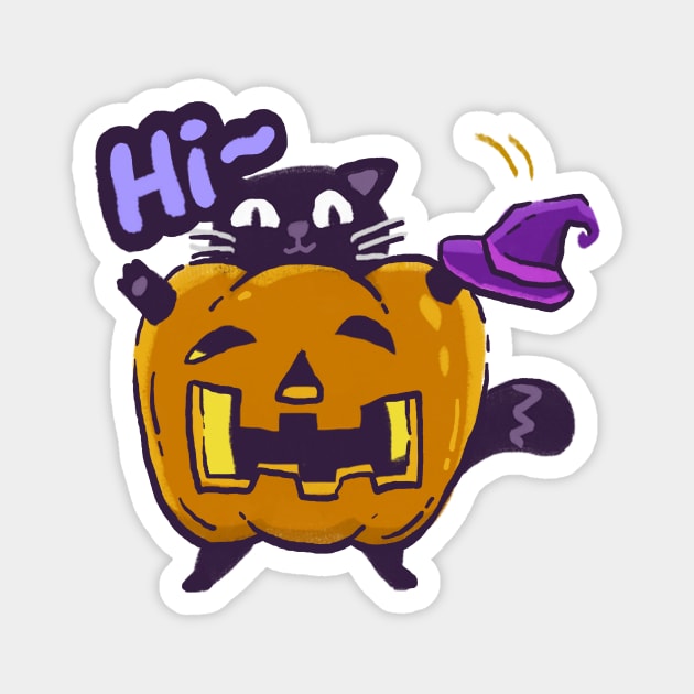 Hi cat emote on halloween Magnet by Zhuna