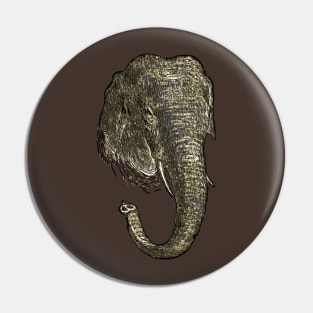 Graphic Novel Style Head And Trunk Of An Asiatic Elephant Vector Pin