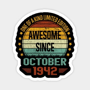 80 Year Old Awesome Since October 1942 Gift 80th Birthday Magnet