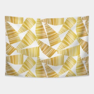 Golden Abstract Shapes Collage Tapestry