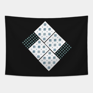 Shapes on the grid. A trendy geometric pattern of diamonds and dots in grey, green, black and white. A beautiful contemporary design, perfect for home decor, t-shirts and more. Tapestry